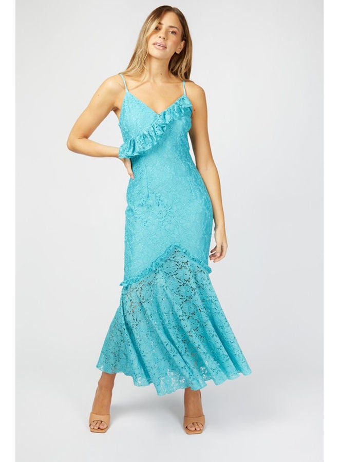 Little Mistress فستان إيلين طويل بكشكش من الدانتيل - Image 1