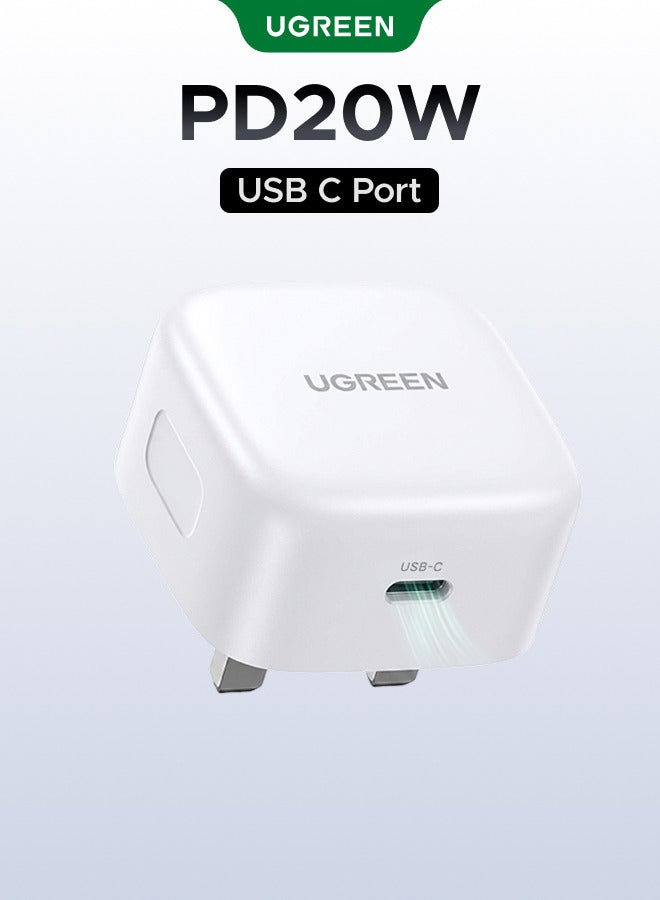 Ugreen iPhone Charger Type C PD 20W Fast USB C Charger iPhone 15 Fast Charger Head Type-C Power Plug Universal Travel Adapter USB-C Plug for iPhone 15/15 Pro Max/15 Pro/15 Plus/14/13/12/11,etc White - Image 1