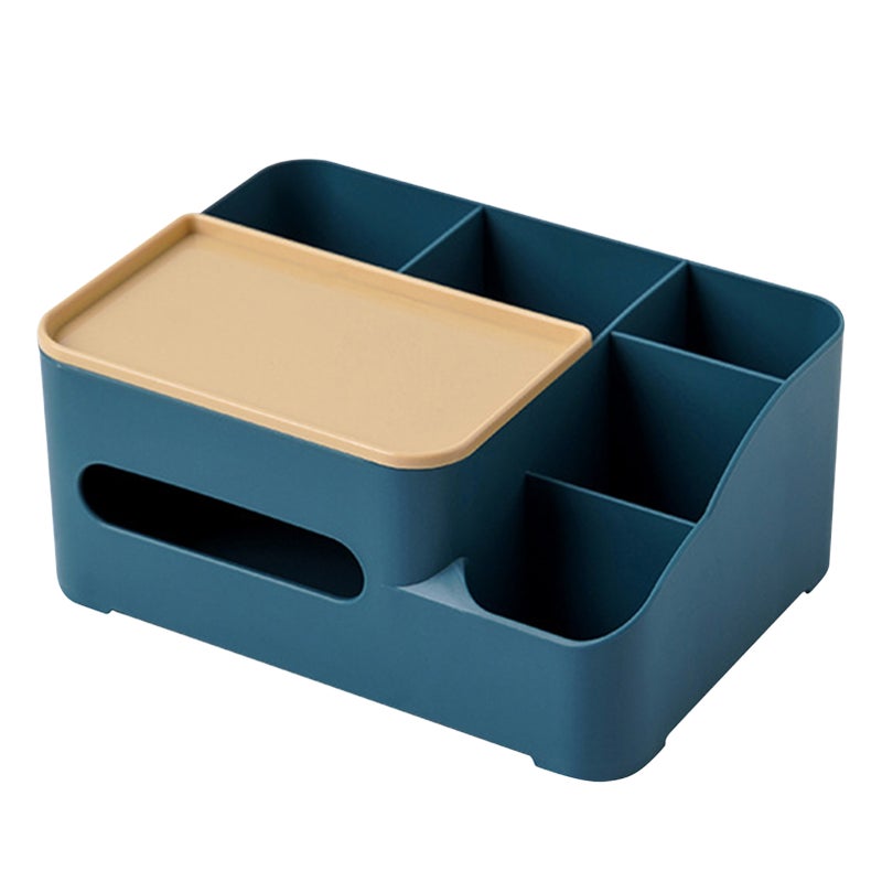 Multifunctional Tissue Box Desktop Organizer Paper Towel Dispenser Tissue Organizer Desktop Shelf Organizer Storage Organizer Caddy for Home Office Dorm(L Size) - Image 1