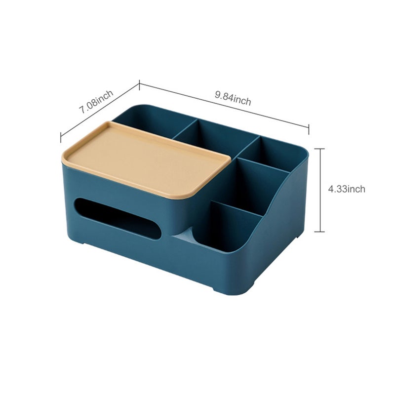 Multifunctional Tissue Box Desktop Organizer Paper Towel Dispenser Tissue Organizer Desktop Shelf Organizer Storage Organizer Caddy for Home Office Dorm(L Size) - Image 2