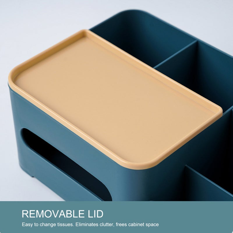 Multifunctional Tissue Box Desktop Organizer Paper Towel Dispenser Tissue Organizer Desktop Shelf Organizer Storage Organizer Caddy for Home Office Dorm(L Size) - Image 4