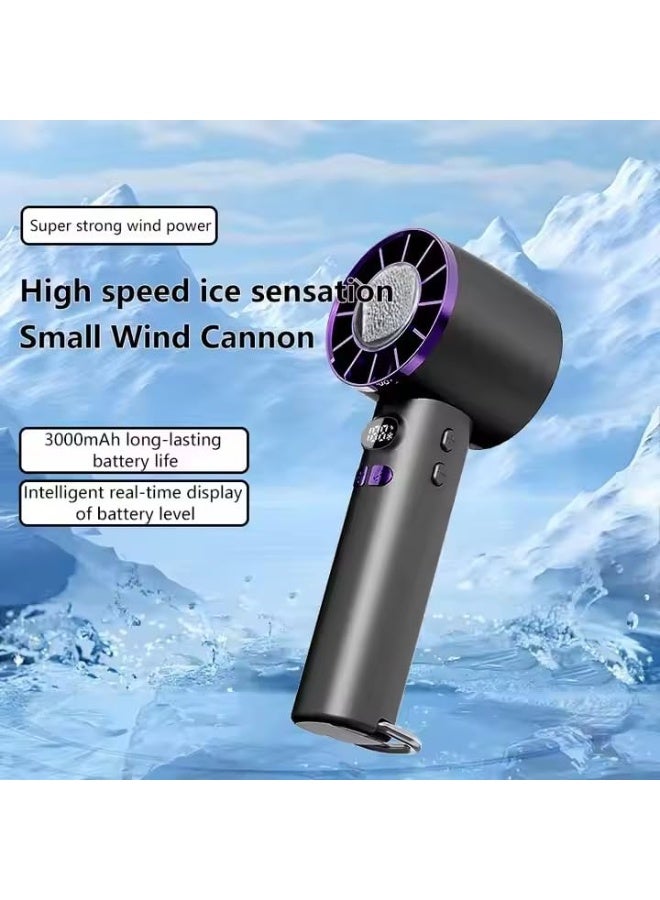 YD Portable Handheld Turbo Fan with Cold Compress, 15000RPM High Speed, Digital Display, Battery Operated Personal Mini Cooling Fan - Image 2