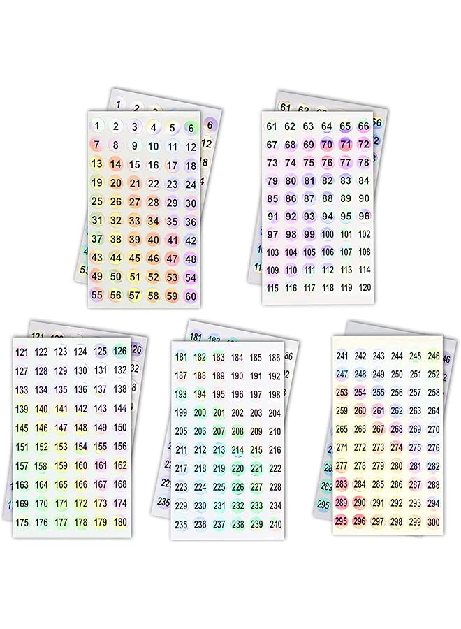 erorex 1 To 300 Round Reflective Laser Number Stickers 10 Set Self Adhesive Label Stickers Inventory Storage Organizing Sticker For Diy Craft Marking Numbering Manicure Tool 50Pcs 10Mm - Image 1