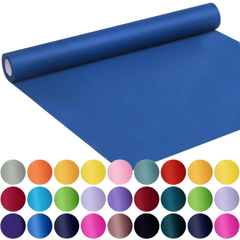 SMART&CASUAL 17.8" x 760" (63') Blue Kraft Craft Paper Roll for Gift Wrapping Bulletin Board Bouquet Flower Kids Art Packing Parcel Table Covering 80GSM 55LB (Blue, 17.8" x 63') - Image 1