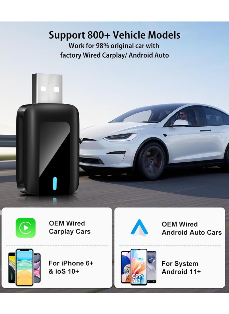 GUDOO - 2 in 1 Wireless CarPlay Adapter for OEM Wired Carplay/android Auto to Wireless Connection Plug and Play Dongle,Keep Original Control 5GHz WiFi Low Latency Fits Cars from 2016+ and iphone IOS - Image 1