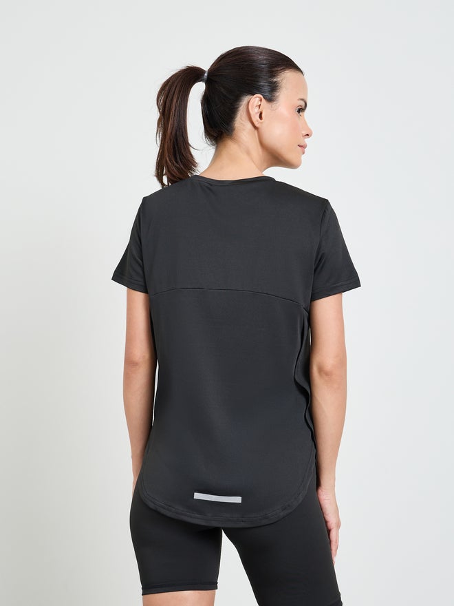 Styli Active Black Tonal Vertical Side Text Back Reflective Stripe Top - Image 4
