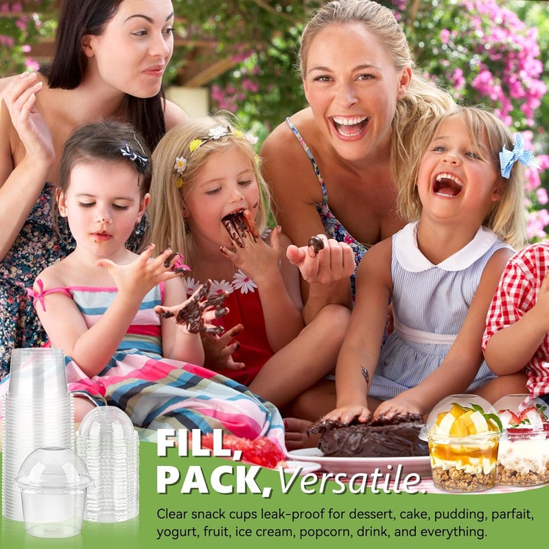 TOFLEN 100 Pack 8 oz Plastic Dessert Cups with Dome Lids Clear Disposable Yogurt Parfait Cups with Lids Individual Party Serving Snack Cups for Fruit Dessert Cake Pudding - Image 4