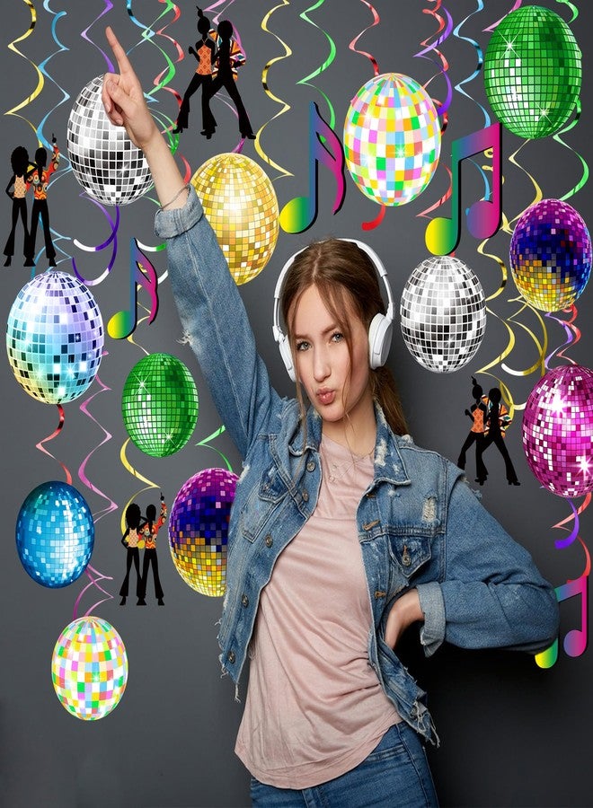 SPFYunion ٥٤ قطعة من زينة حفلات الديسكو، كرات ديسكو معلقة حلزونية، زينة سقف حلزونية لحفلات السبعينيات، زينة لحفلات الديسكو، هدايا ومستلزمات حفلات أعياد الميلاد المستوحاة من السبعينيات والهيبي (ملونة) - Image 4