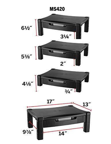Kantek Monitor Stand With Drawer 17 X 1325 X 3 To 65 Black Supports 50 Lbs - Image 3