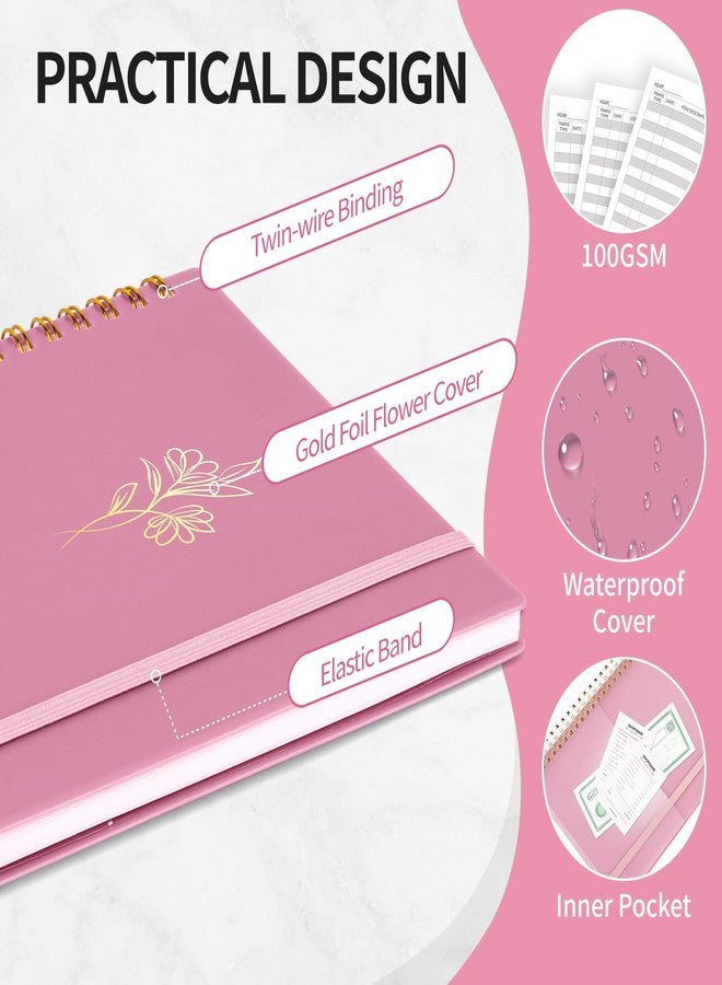 Blugool Accounting Ledger Book for Small Business Bookkeeping & Personal Use, Expense Tracker Notebook for Family Budget, Bookkeeping Record Book, Income and Expense Log Book - 8.4" x 6.1" (Pink) - Image 2