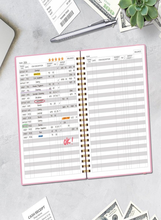 Blugool Accounting Ledger Book for Small Business Bookkeeping & Personal Use, Expense Tracker Notebook for Family Budget, Bookkeeping Record Book, Income and Expense Log Book - 8.4" x 6.1" (Pink) - Image 5