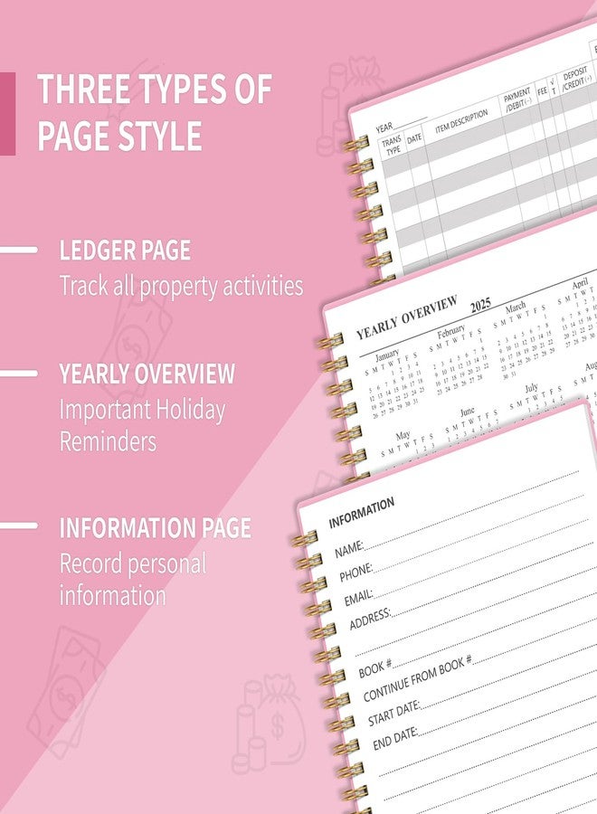 Blugool Accounting Ledger Book for Small Business Bookkeeping & Personal Use, Expense Tracker Notebook for Family Budget, Bookkeeping Record Book, Income and Expense Log Book - 8.4" x 6.1" (Pink) - Image 4