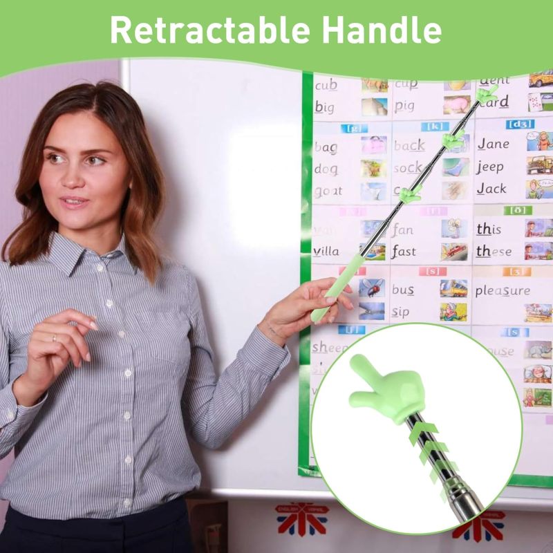 Extendable Pointer 6 Pcs Vibrant Colored Finger-shaped Design - Adjustable 21cm To 69cm Stainless Steel Handle Whiteboard Pointer for Classrooms Speeches Conferences Teacher Student Use - Image 4