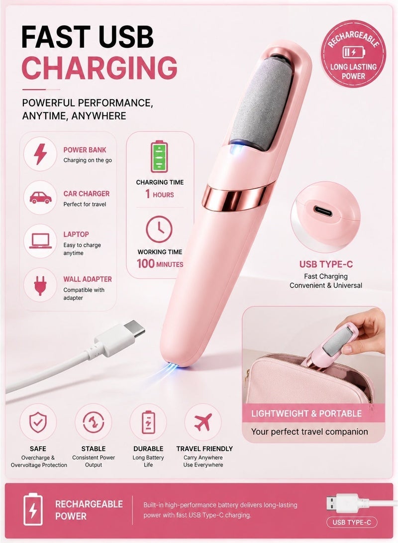 Velora SS Velora Electric Foot Callus Remover, Rechargeable Pedicure Wand Tool, Smooth Electronic Foot File for Feet Care, Removes Dry Hard & Dead Skin, Ideal Gift for Women & Men - Image 5