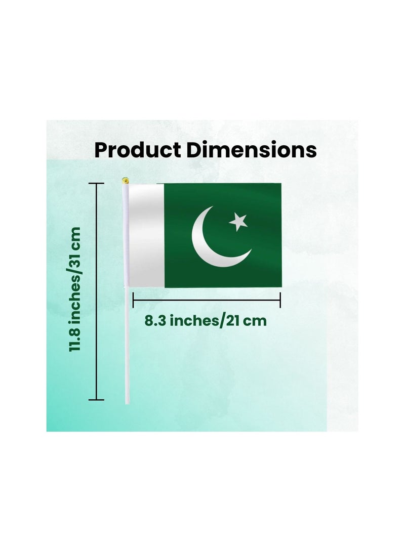 Generic Pakistan Independence Day Handheld Small Flag–Mini Pakistani Handheld Flags–Mini Flags for Kids and Adults–Great Souvenirs and Party Favors for Independence Day  - Image 2