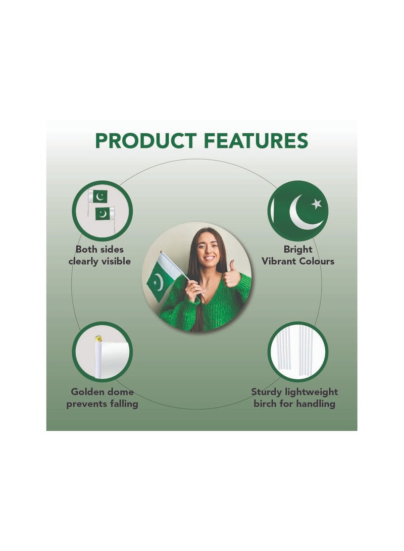 Generic Pakistan Independence Day Handheld Small Flag–Mini Pakistani Handheld Flags–Mini Flags for Kids and Adults–Great Souvenirs and Party Favors for Independence Day  - Image 3