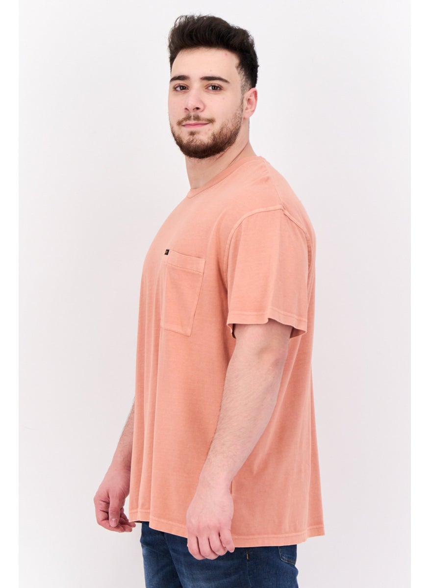 LEE - Men Crew Neck Short Sleeve Brand Logo T Shirt, Rust - Image 1