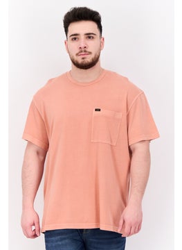 Men Crew Neck Short Sleeve Brand Logo T Shirt, Rust