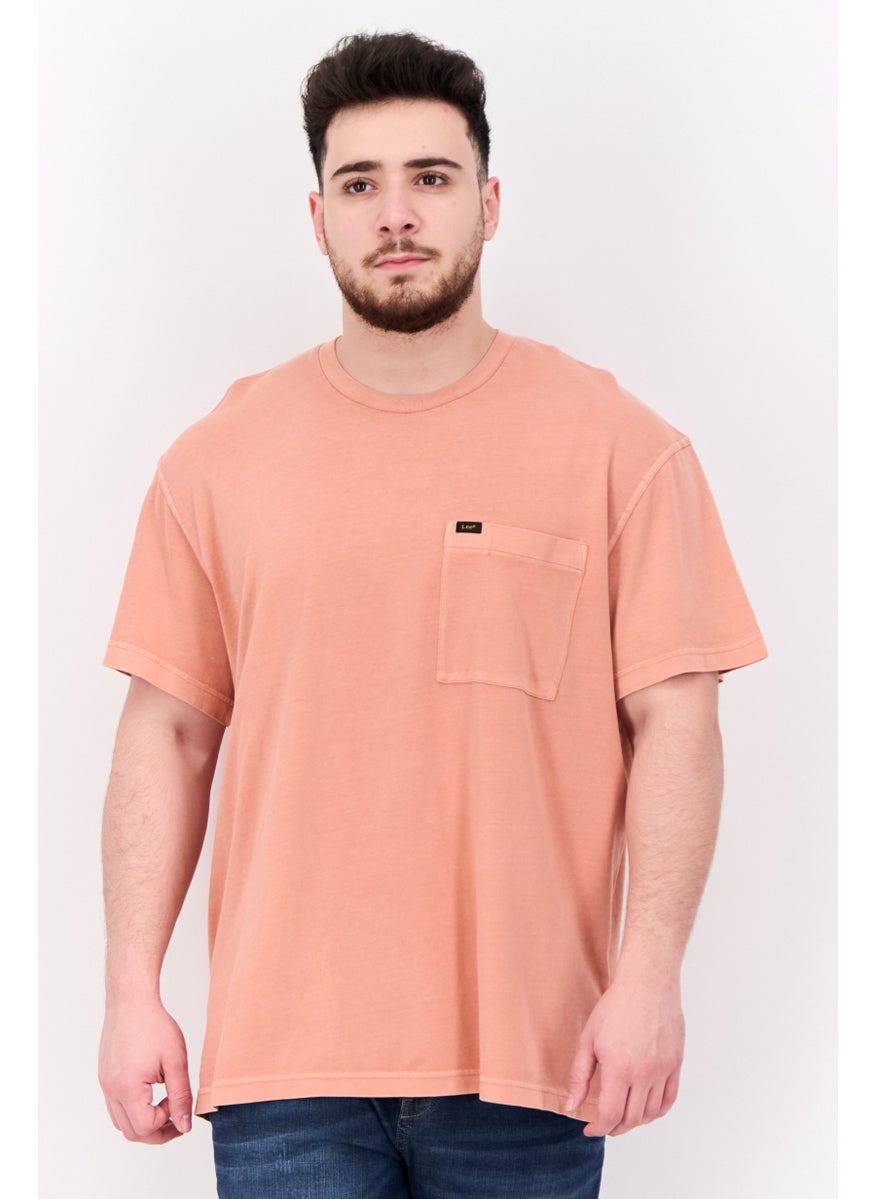 LEE - Men Crew Neck Short Sleeve Brand Logo T Shirt, Rust - Image 1