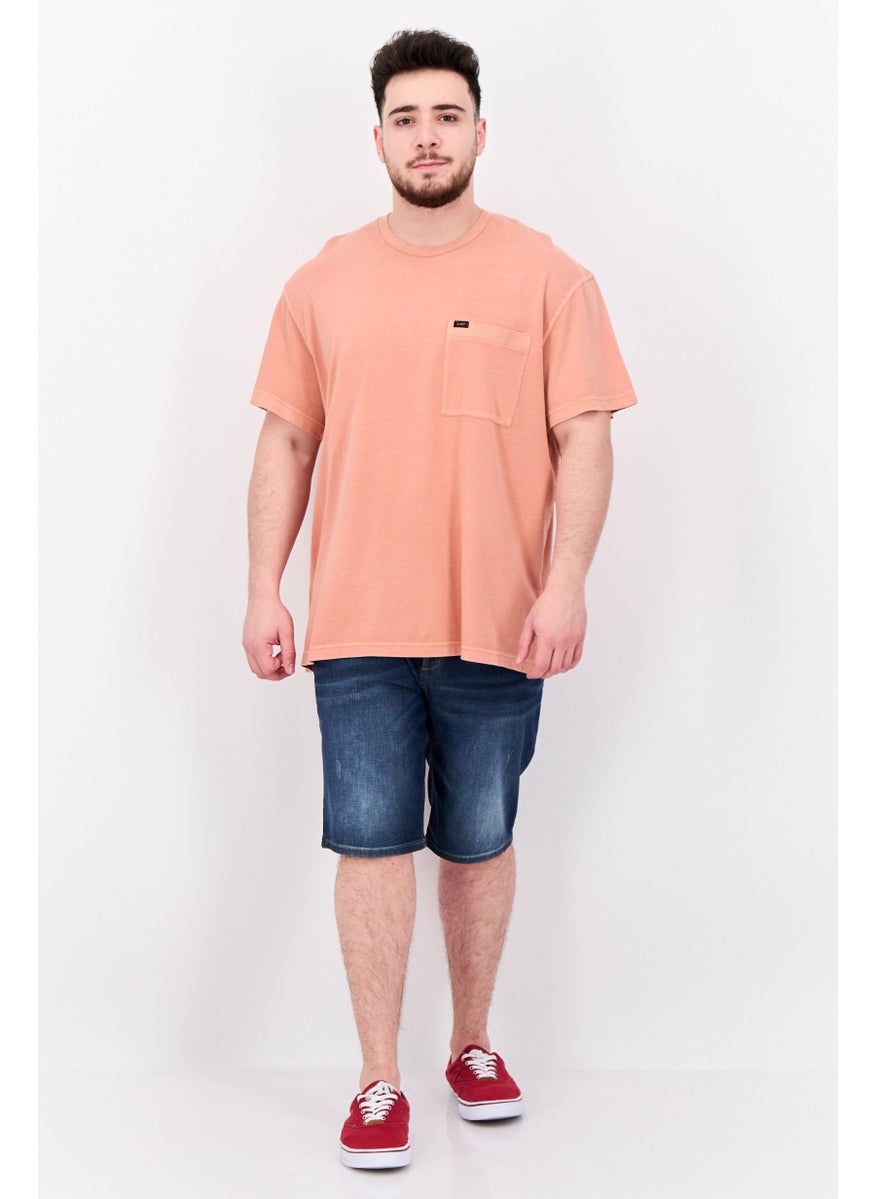 LEE - Men Crew Neck Short Sleeve Brand Logo T Shirt, Rust - Image 1
