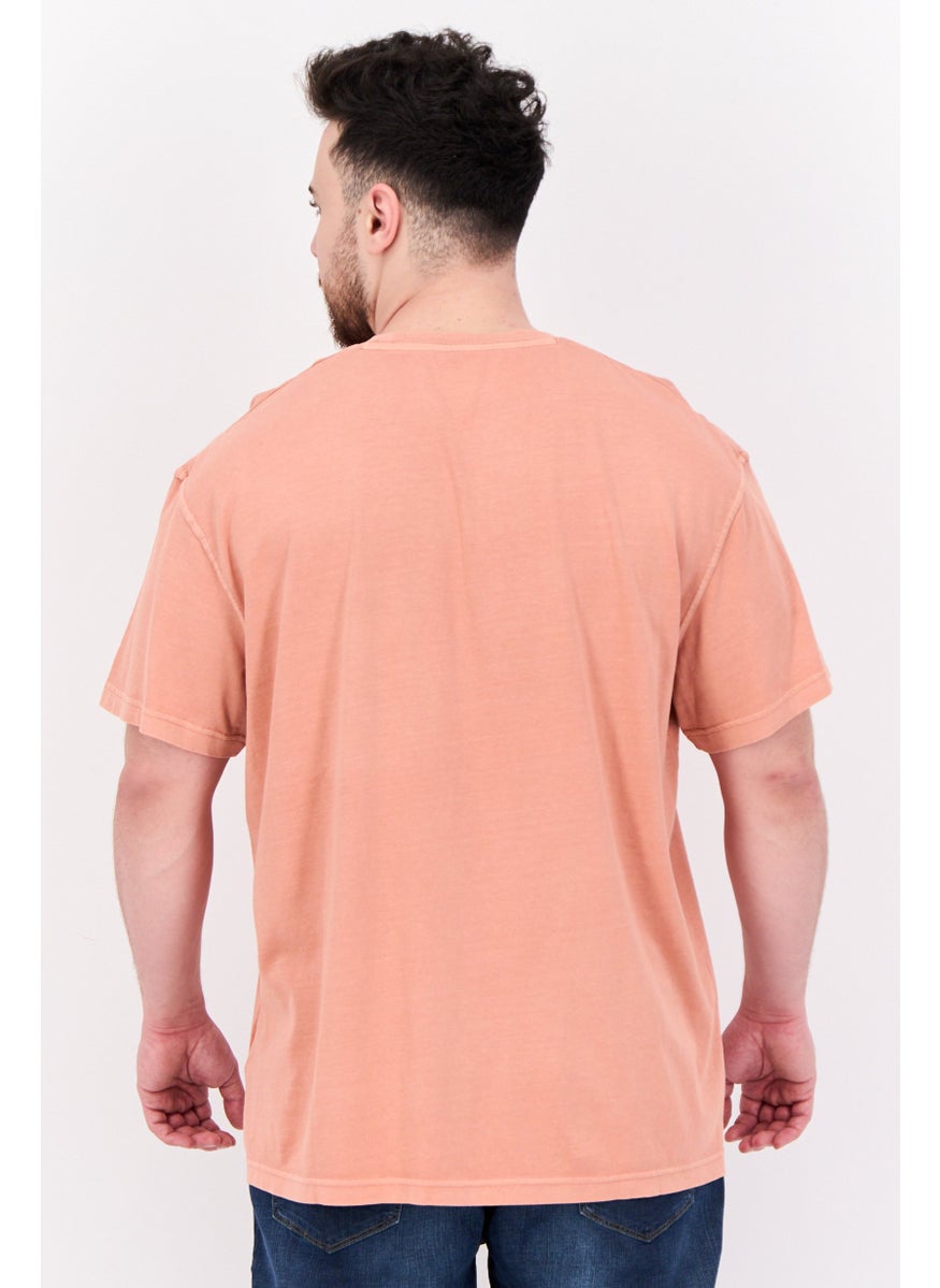 LEE - Men Crew Neck Short Sleeve Brand Logo T Shirt, Rust - Image 1