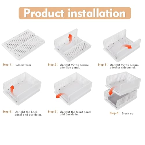 VERAT 2 Pieces Storage and Organisers/Wardrobe Organizer Storage/Plastic Wardrobe/Cloth Adjustable for Foldable/Clothes Organizer Foldable Shirt/Almirah/Cupboard/Cupboard Stackbale Clothes(White) - Image 4