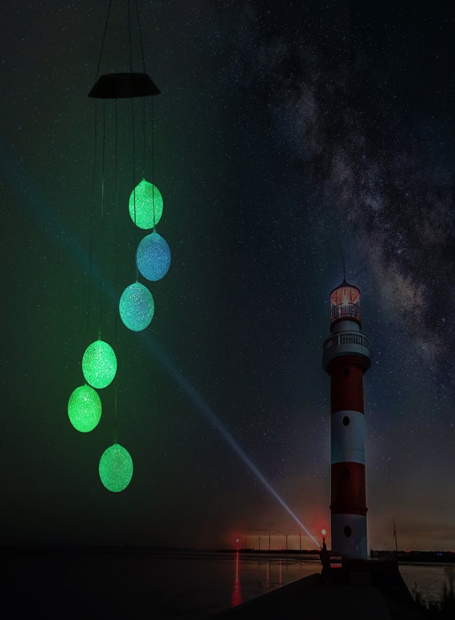أجراس رياح تعمل بالطاقة الشمسية، كرة مضيئة متغيرة الألوان، أضواء LED معلقة مقاومة للماء، مثالية لتزيين المنزل والفناء والحديقة والحفلات والمهرجانات - Image 3