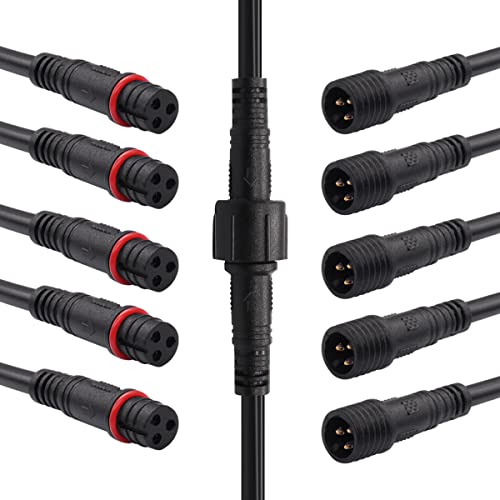 mxuteuk 6 Pairs 22AWG 3 Pin Electrical Connector,5.87in/15cm Wire Waterproof Male Female Connector,for LED Strip,Car,Truck,Boat - Image 1