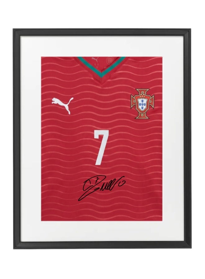 Cristiano Ronaldo Portugal Jersey #7 World Cup 2026 with Printed Autograph Framed Poster 50x40cm , Soccer Memorabilia Gift for Football Fans