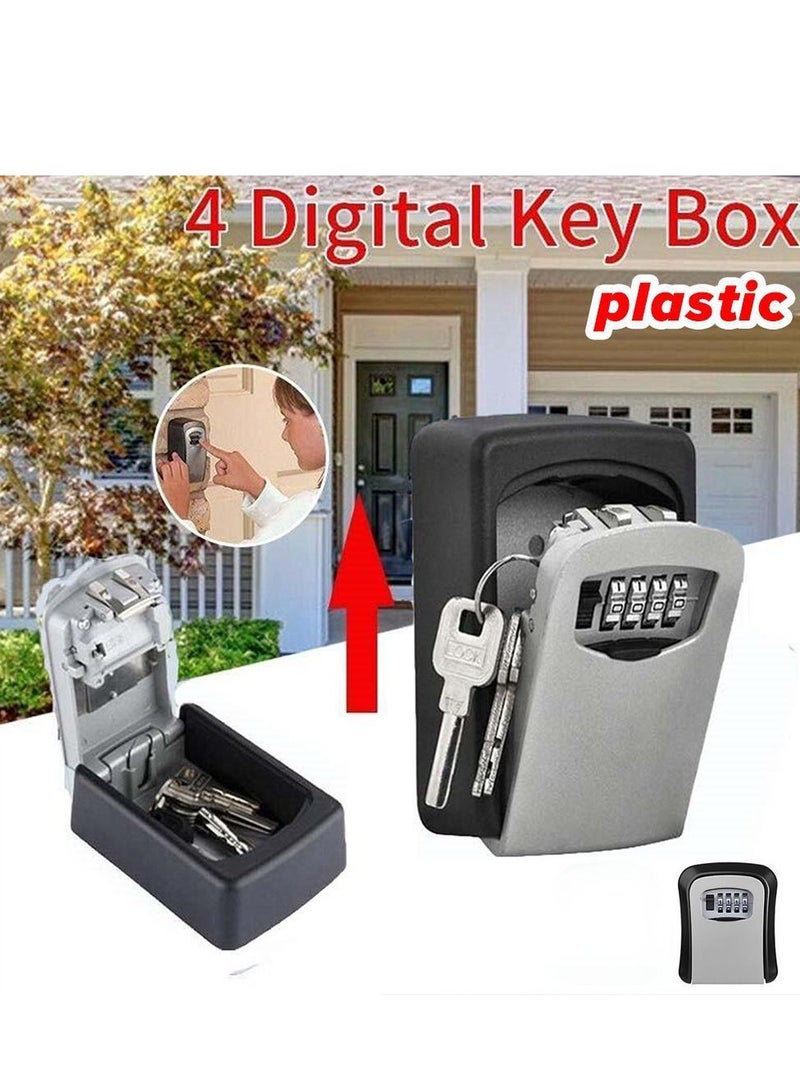 DUNISO Key Cabinets, Key Storage Safe Box, 4 Digits Combination Key Lock Box With Resettable Wall Mounted For Outdoor and Indoor Home Grey/Black (11*8.5*4cm)  - Image 1