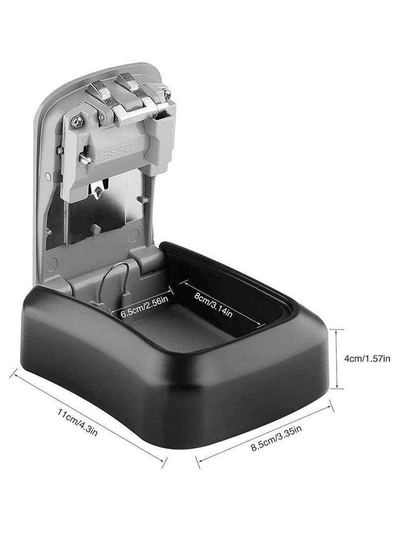 DUNISO Key Cabinets, Key Storage Safe Box, 4 Digits Combination Key Lock Box With Resettable Wall Mounted For Outdoor and Indoor Home Grey/Black (11*8.5*4cm)  - Image 3
