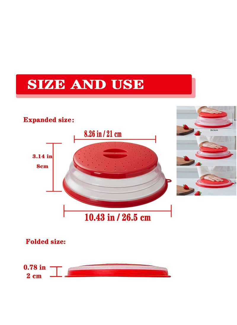 SYOSI - [2 Pack]Microwave Splatter Cover Vented Collapsible Microwave Food Cover With Easy Grip Handle, Dishwasher-Safe, BPA-Free Silicone & Plastic, 10.5" Round - Image 1