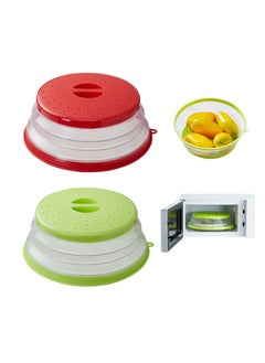 [2 Pack]Microwave Splatter Cover Vented Collapsible Microwave Food Cover With Easy Grip Handle, Dishwasher-Safe, BPA-Free Silicone & Plastic, 10.5" Round
