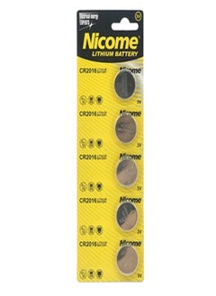 Nicome Cr2016 3V Lithium Coin Cell Battery, Pack Of 5  - Image 1