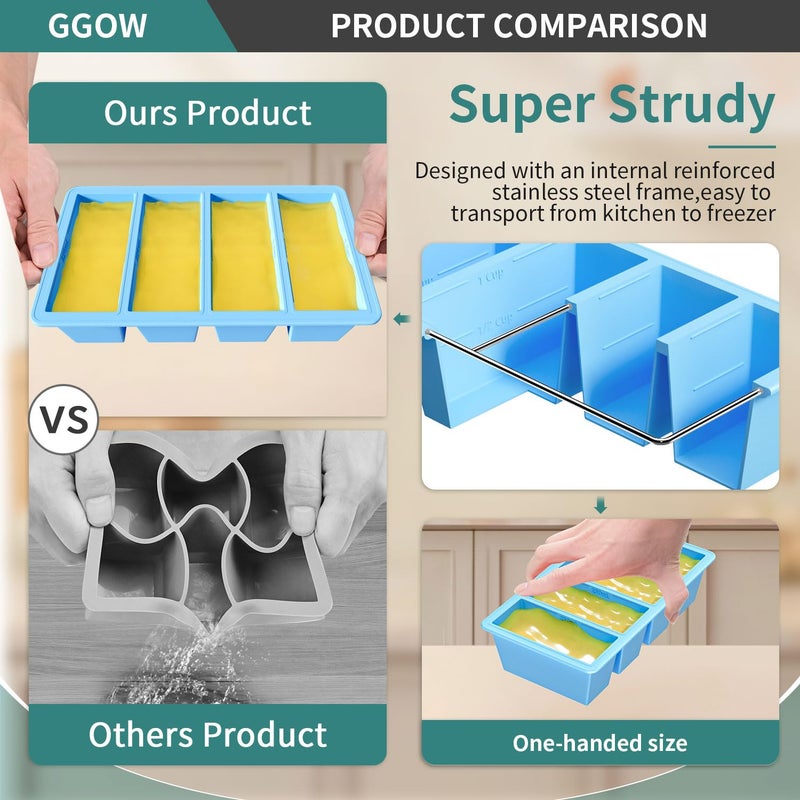 Ggow Silicone Freezer Tray For Soup Cube: Silicone Freezing Tray For Broth Sauce Storage - Freeze 125Ml 250Ml Souped Portion - Image 4