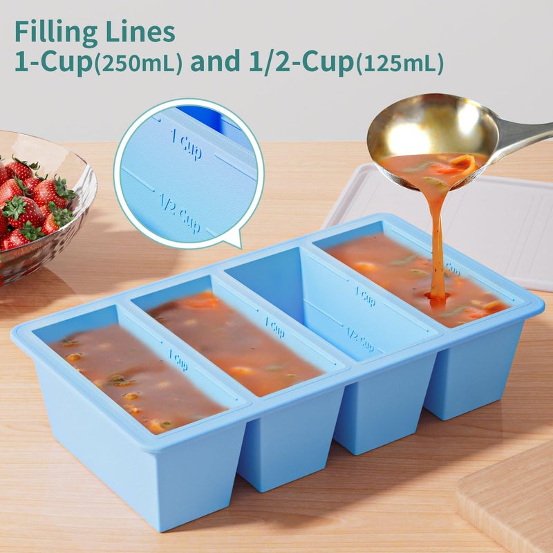 Ggow Silicone Freezer Tray For Soup Cube: Silicone Freezing Tray For Broth Sauce Storage - Freeze 125Ml 250Ml Souped Portion - Image 2