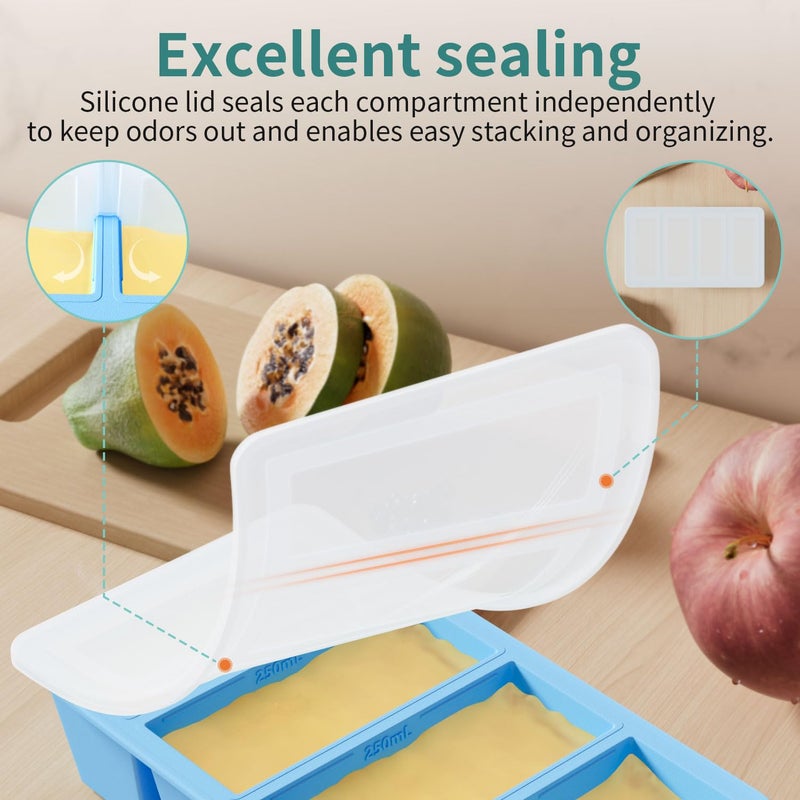 Ggow Silicone Freezer Tray For Soup Cube: Silicone Freezing Tray For Broth Sauce Storage - Freeze 125Ml 250Ml Souped Portion - Image 5