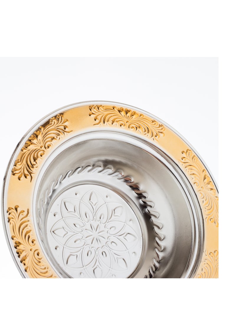 هيك تمرية معدن فضي ذهبي غطاء زجاج تصميم عصري قطر 17.5سم - Image 2