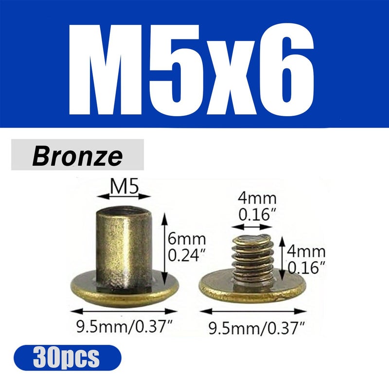 Rose Golden M5x12mm Chicago Rivet Screw Kit 30pcs For Leather Jewelry - Image 2