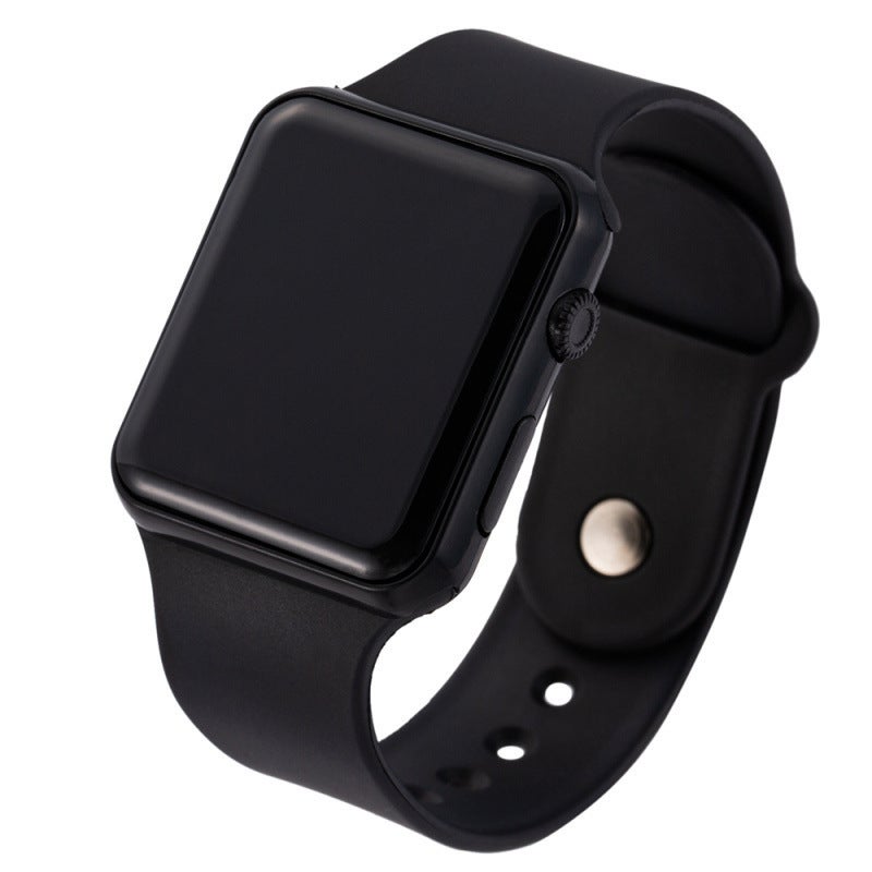 Slim LED Square Digital Watch Fashion Couple Student Sports Black Shell Black belt