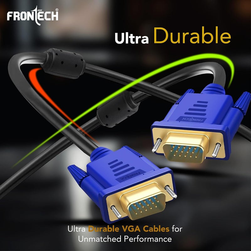 FRONTECH VGA Cable - 1.5M Length | Enhanced Signal Transmission for HD Audio/Video | Versatile Connectivity at Optimal Length | Universal Compatibility with VGA Devices - Image 4