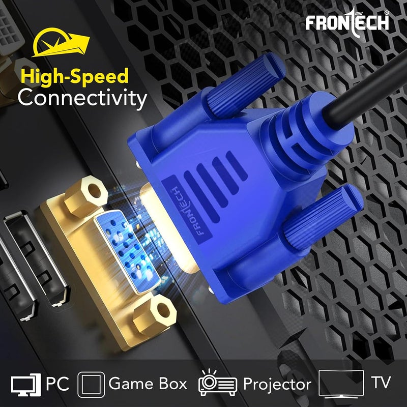 FRONTECH VGA Cable - 1.5M Length | Enhanced Signal Transmission for HD Audio/Video | Versatile Connectivity at Optimal Length | Universal Compatibility with VGA Devices - Image 5