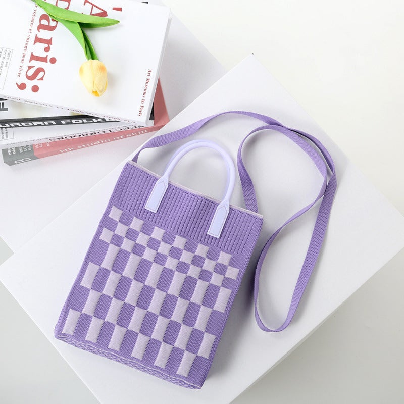 2024 Fly Knitted Handheld Tote Knitted Bag For Women, Large Capacity Student Casual Shopping Bag, Portable - Image 4