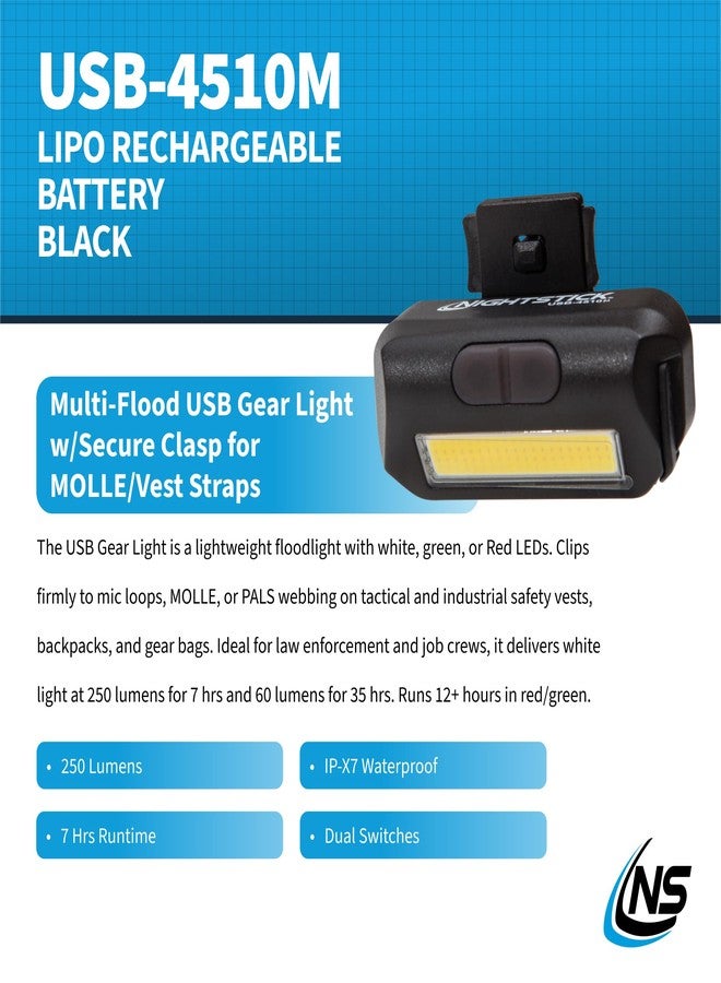 Nightstick USB-4510M Multi-Flood Gear Light w/MOLLE Clip - LiPo - Black - Image 2