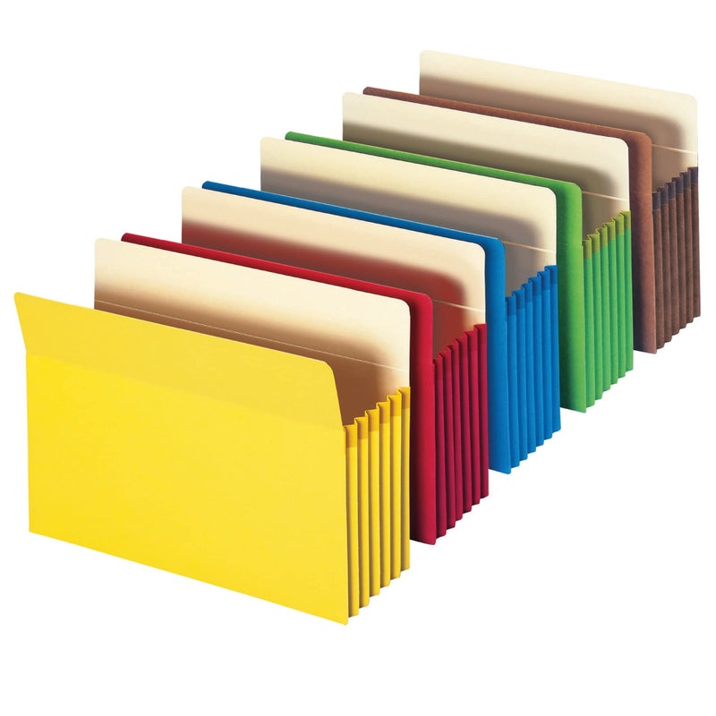 Smead File Pocket, Straight-Cut Tab, 5-1/4" Expansion, Letter Size, Assorted Colors, 5 per Pack (73836) - Image 1