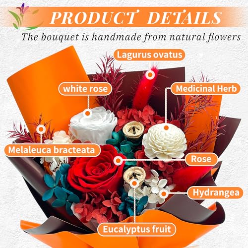 QOEAZY Flowers for Delivery, Preserved Flowers Bouquet with Gift Box, Rose Gifts for Women Mom Grandma - Image 2