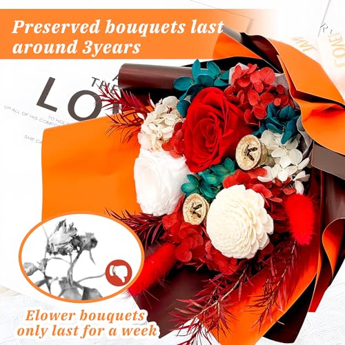 QOEAZY Flowers for Delivery, Preserved Flowers Bouquet with Gift Box, Rose Gifts for Women Mom Grandma - Image 4
