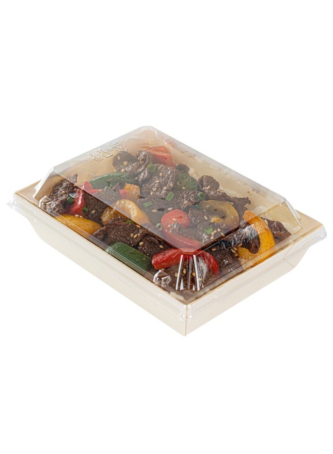 Restaurantware LIDS ONLY: Taipei 6.8 x 5.3 x 1.4 Inch Rectangle Lids, 100 Plastic Lids For 20 Ounce Rectangle Wooden Containers - Containers Sold Separately, Clear Plastic To Go Box Lids  - Image 2