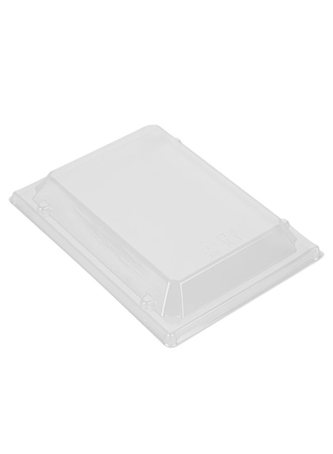Restaurantware LIDS ONLY: Taipei 6.8 x 5.3 x 1.4 Inch Rectangle Lids, 100 Plastic Lids For 20 Ounce Rectangle Wooden Containers - Containers Sold Separately, Clear Plastic To Go Box Lids  - Image 1