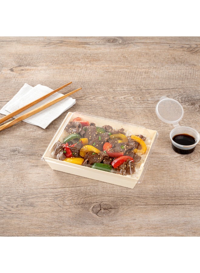 Restaurantware LIDS ONLY: Taipei 6.8 x 5.3 x 1.4 Inch Rectangle Lids, 100 Plastic Lids For 20 Ounce Rectangle Wooden Containers - Containers Sold Separately, Clear Plastic To Go Box Lids  - Image 4